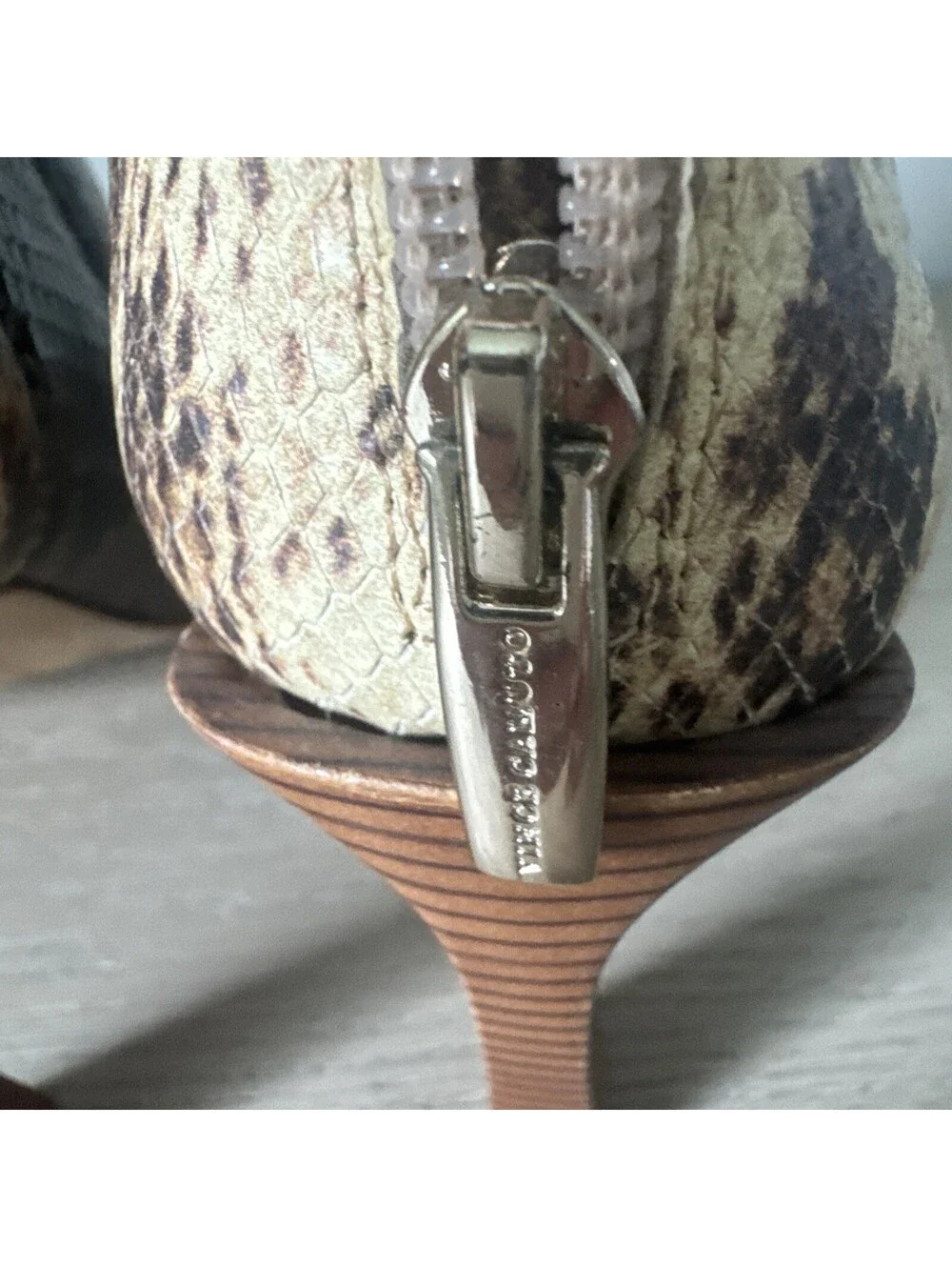 Vince Camuto Careeta Booties Snake Print Open Toe Zip Stiletto Heels Womens 9